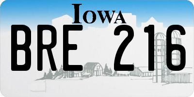IA license plate BRE216