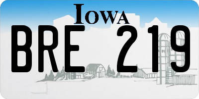 IA license plate BRE219
