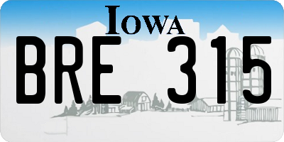 IA license plate BRE315