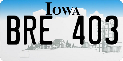 IA license plate BRE403