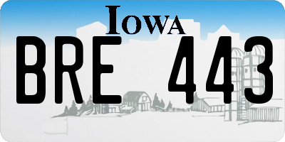 IA license plate BRE443