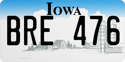 IA license plate BRE476