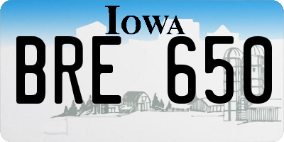 IA license plate BRE650