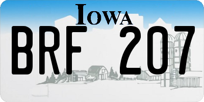 IA license plate BRF207