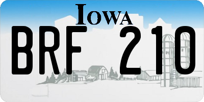IA license plate BRF210