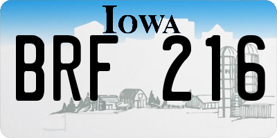 IA license plate BRF216
