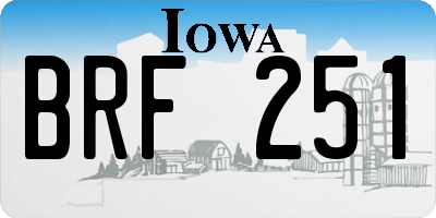 IA license plate BRF251