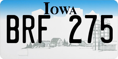 IA license plate BRF275