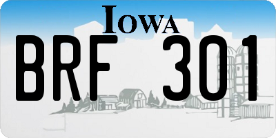 IA license plate BRF301