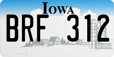 IA license plate BRF312