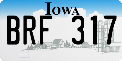IA license plate BRF317