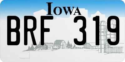 IA license plate BRF319