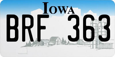 IA license plate BRF363