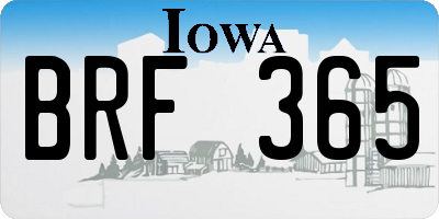 IA license plate BRF365