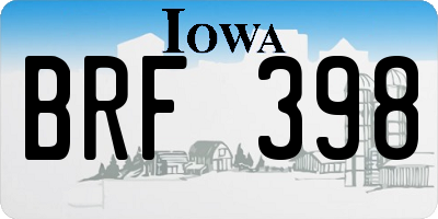 IA license plate BRF398