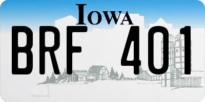 IA license plate BRF401