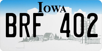 IA license plate BRF402