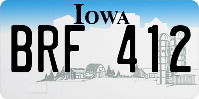 IA license plate BRF412