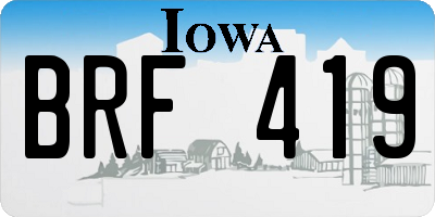 IA license plate BRF419