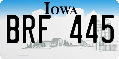 IA license plate BRF445
