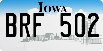 IA license plate BRF502