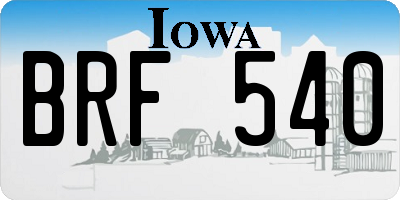 IA license plate BRF540