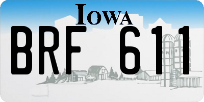 IA license plate BRF611
