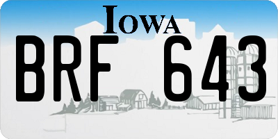 IA license plate BRF643