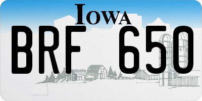 IA license plate BRF650