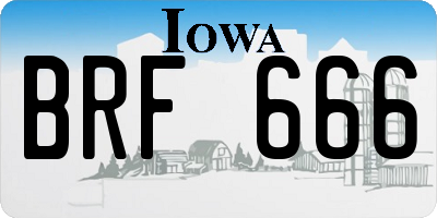 IA license plate BRF666