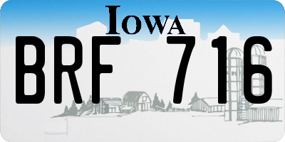 IA license plate BRF716