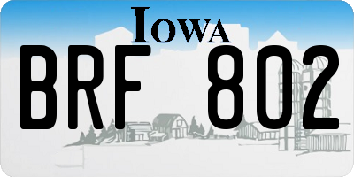 IA license plate BRF802