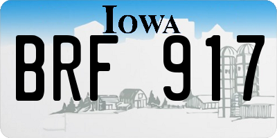 IA license plate BRF917