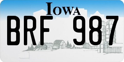 IA license plate BRF987