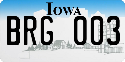 IA license plate BRG003
