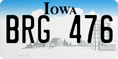 IA license plate BRG476