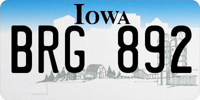 IA license plate BRG892
