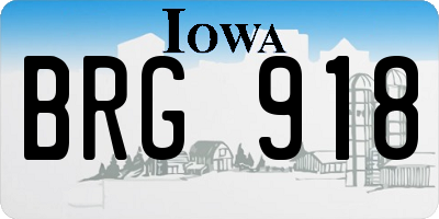IA license plate BRG918