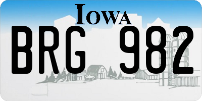IA license plate BRG982