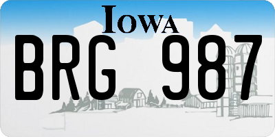 IA license plate BRG987