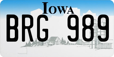 IA license plate BRG989