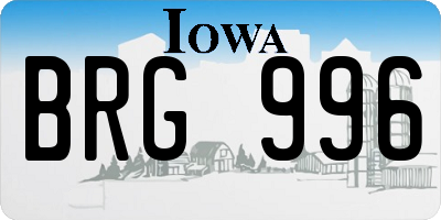 IA license plate BRG996