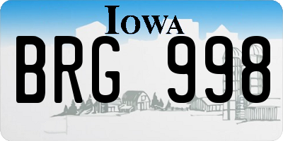 IA license plate BRG998