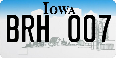 IA license plate BRH007
