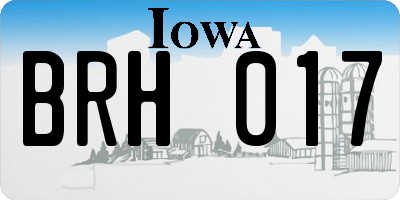 IA license plate BRH017