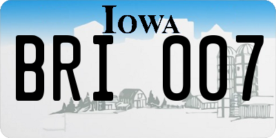 IA license plate BRI007