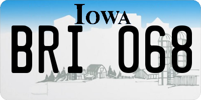 IA license plate BRI068