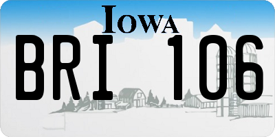 IA license plate BRI106