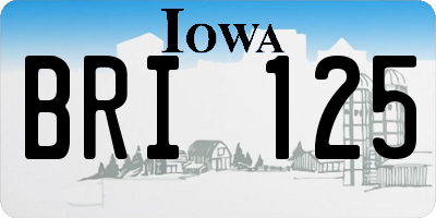 IA license plate BRI125