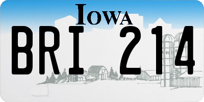 IA license plate BRI214